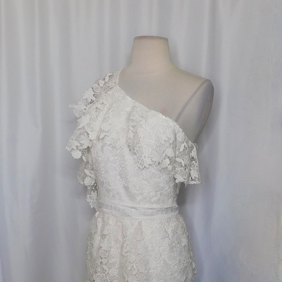 NWT!! JOIE Belisa White Lace Dress One Shoulder Porcelain Bridal Rehearsal 6 - Picture 8 of 16